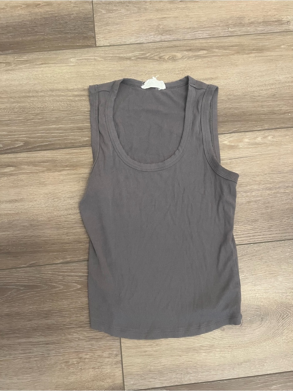 Women's Ribbed Scoop Tank Top - Gray